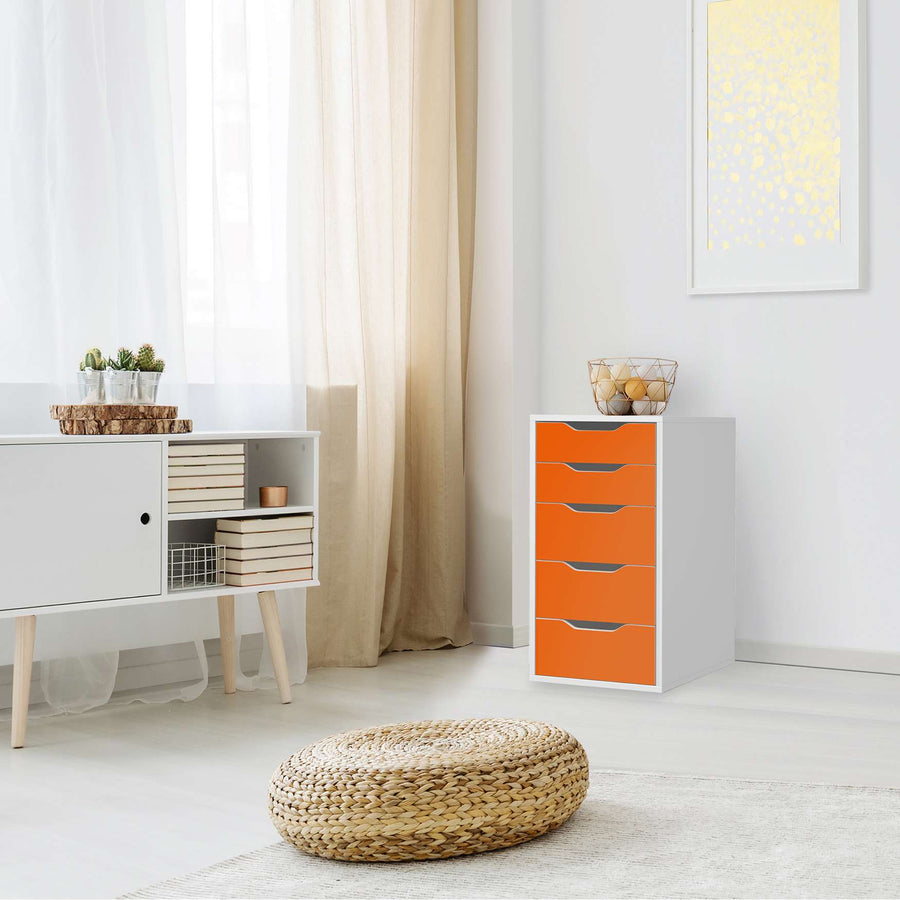 Klebefolie für Möbel Orange Dark - IKEA Alex 5 Schubladen - Wohnzimmer