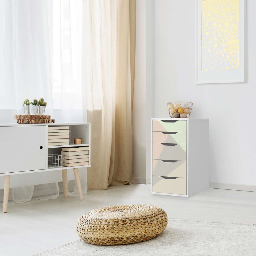 Klebefolie für Möbel Pastell Geometrik - IKEA Alex 5 Schubladen - Wohnzimmer