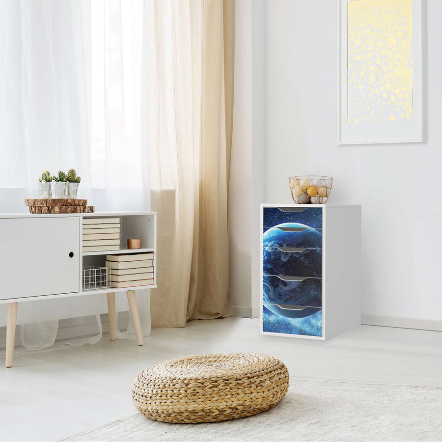 Klebefolie für Möbel Planet Blue - IKEA Alex 5 Schubladen - Wohnzimmer