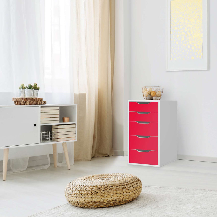 Klebefolie für Möbel Rot Light - IKEA Alex 5 Schubladen - Wohnzimmer