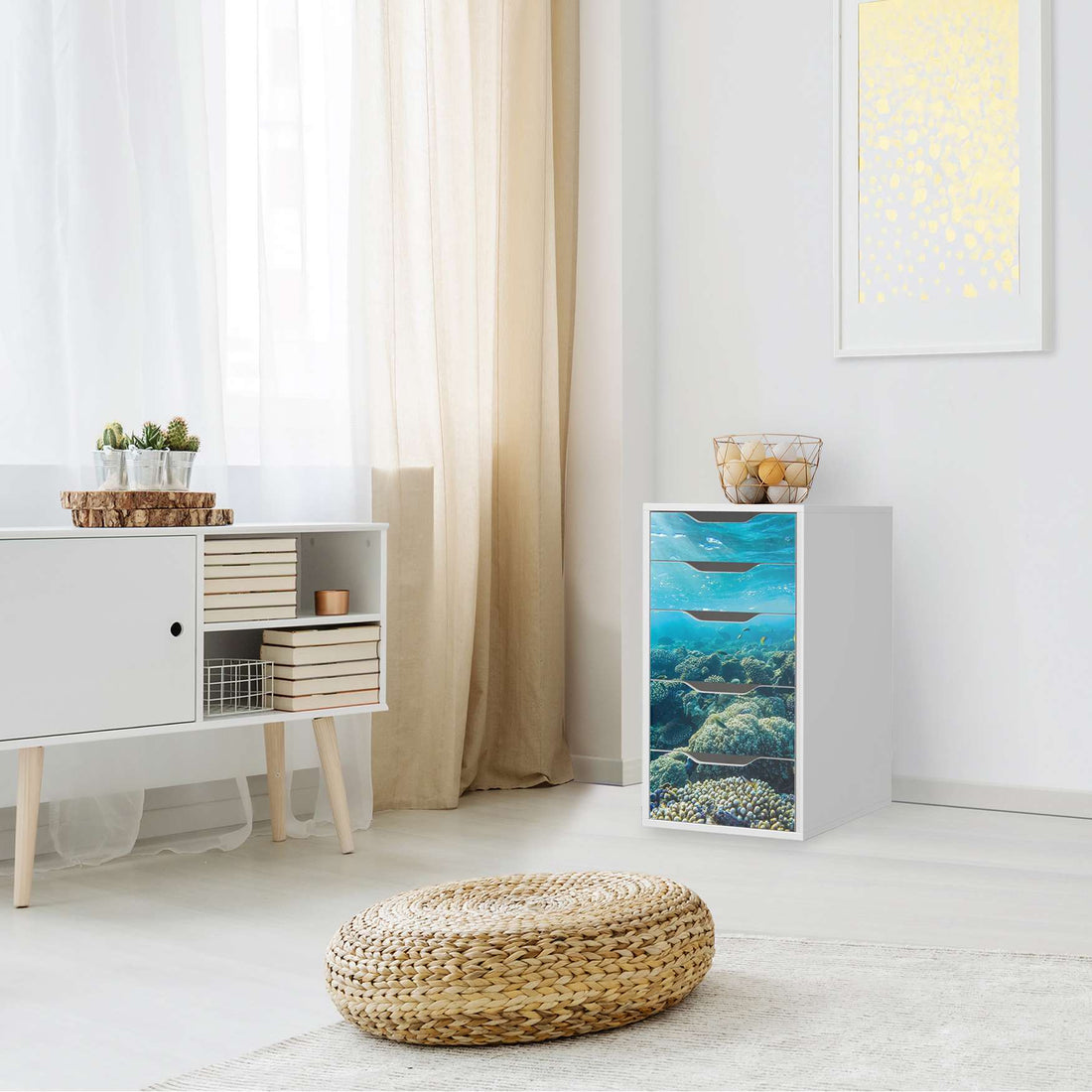 Klebefolie für Möbel Underwater World - IKEA Alex 5 Schubladen - Wohnzimmer