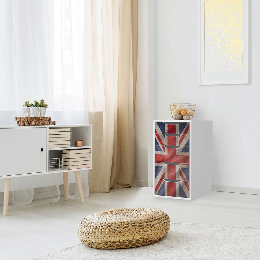 Klebefolie für Möbel Union Jack - IKEA Alex 5 Schubladen - Wohnzimmer