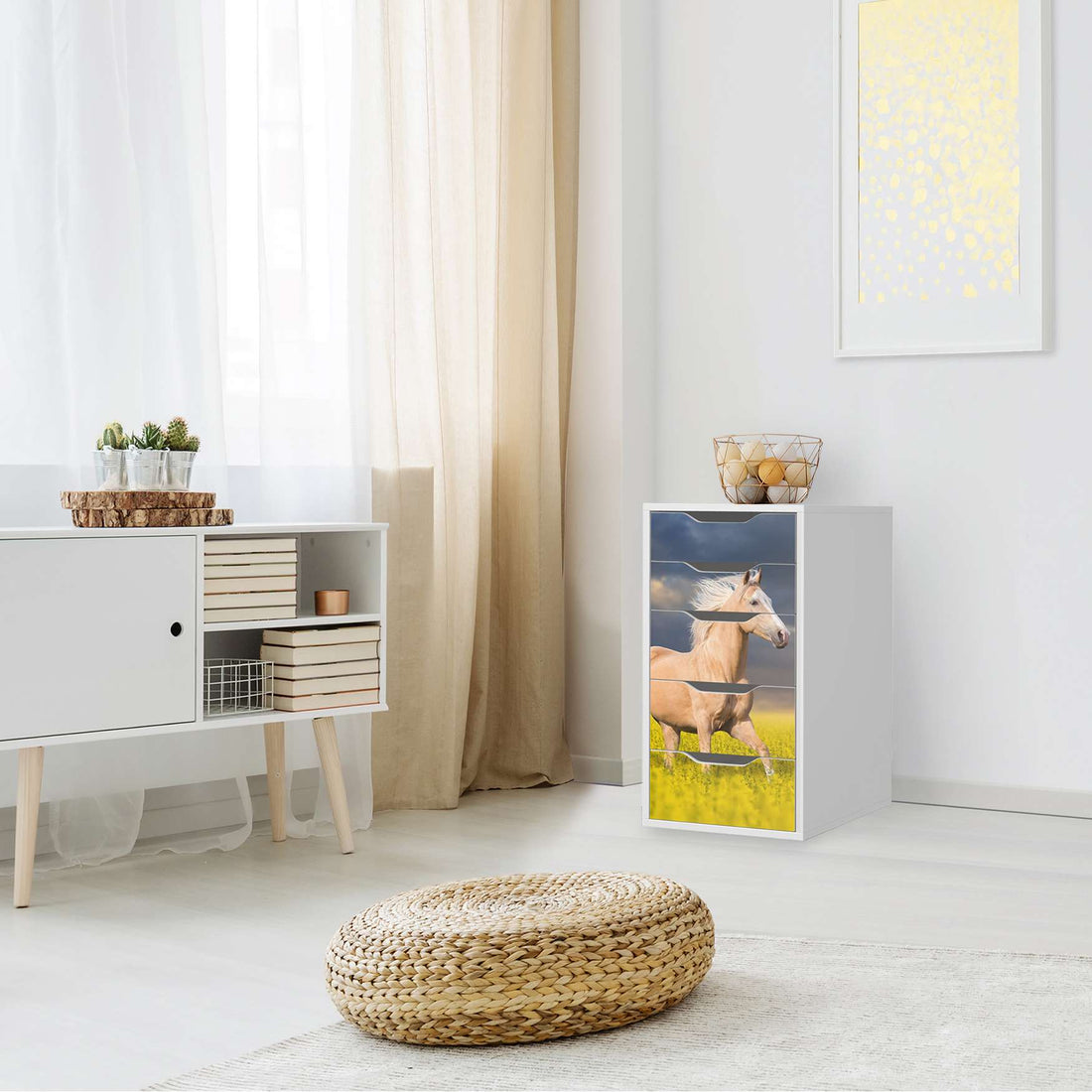 Klebefolie für Möbel Wildpferd - IKEA Alex 5 Schubladen - Wohnzimmer