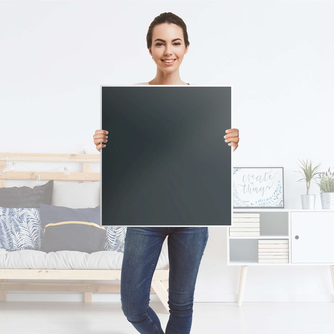 Klebefolie für Möbel Blaugrau Dark - IKEA Besta Regal 1 Türe - Folie