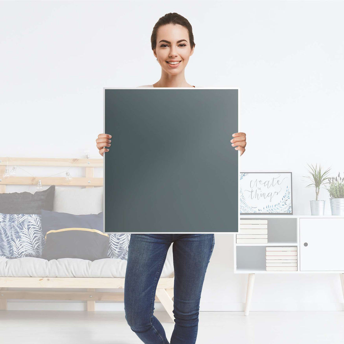 Klebefolie für Möbel Blaugrau Light - IKEA Besta Regal 1 Türe - Folie
