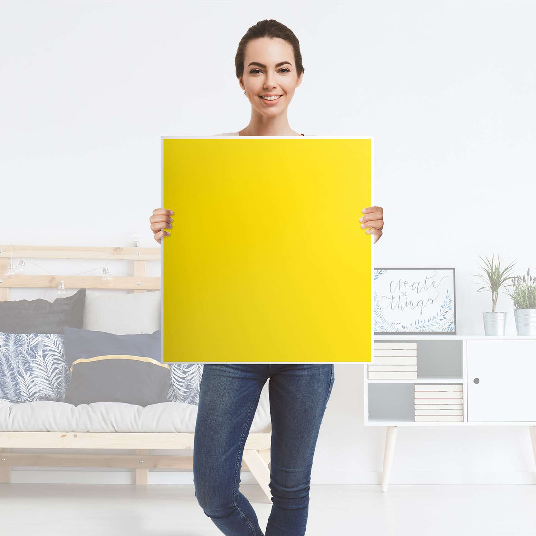 Klebefolie für Möbel Gelb Dark - IKEA Besta Regal 1 Türe - Folie
