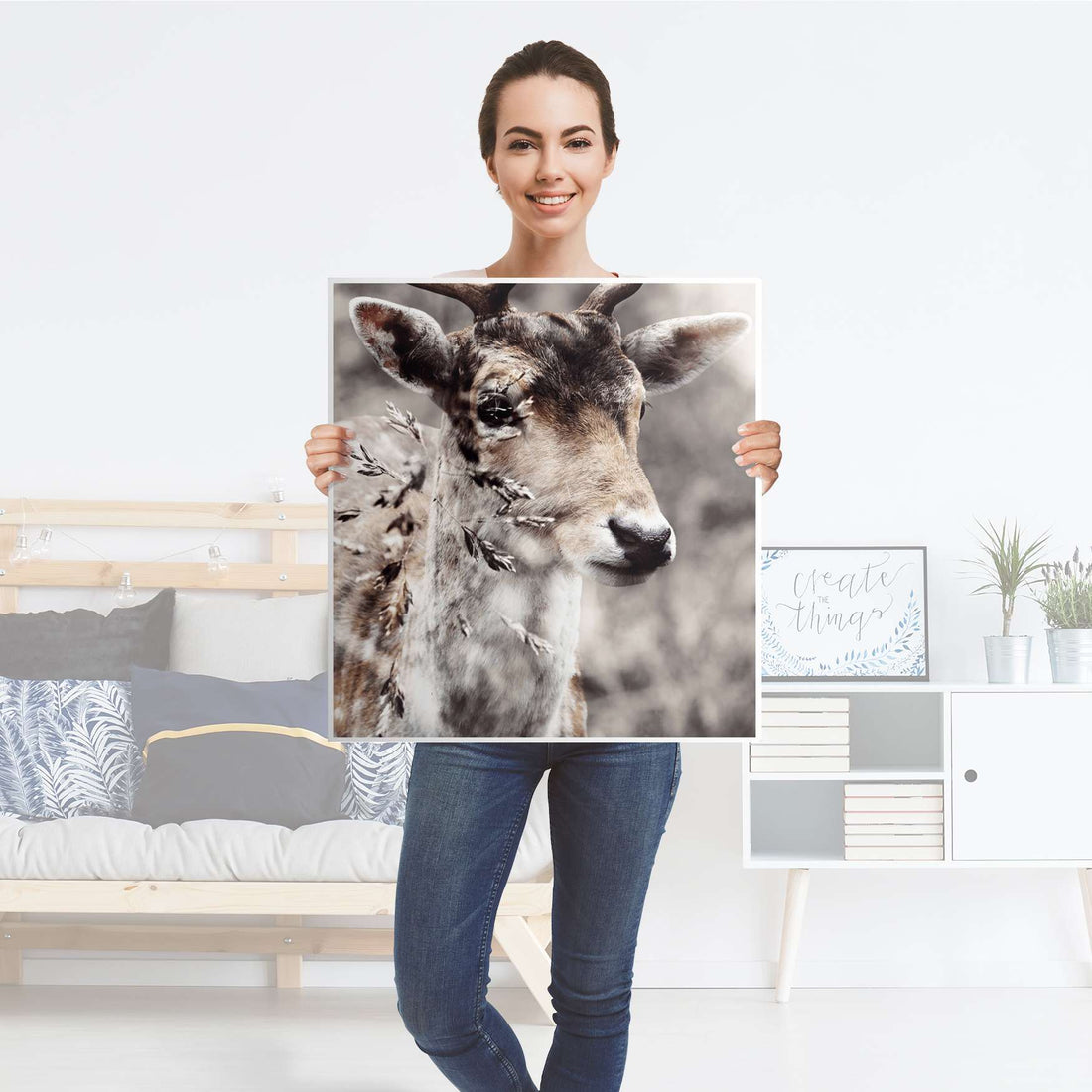 Klebefolie für Möbel Hirsch - IKEA Besta Regal 1 Türe - Folie