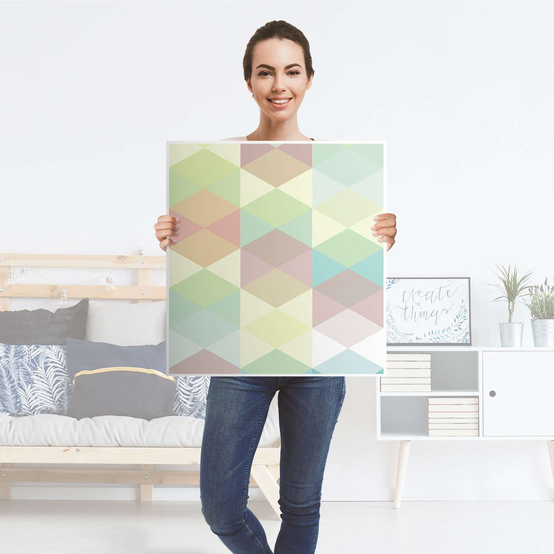 Klebefolie für Möbel Melitta Pastell Geometrie - IKEA Besta Regal 1 Türe - Folie