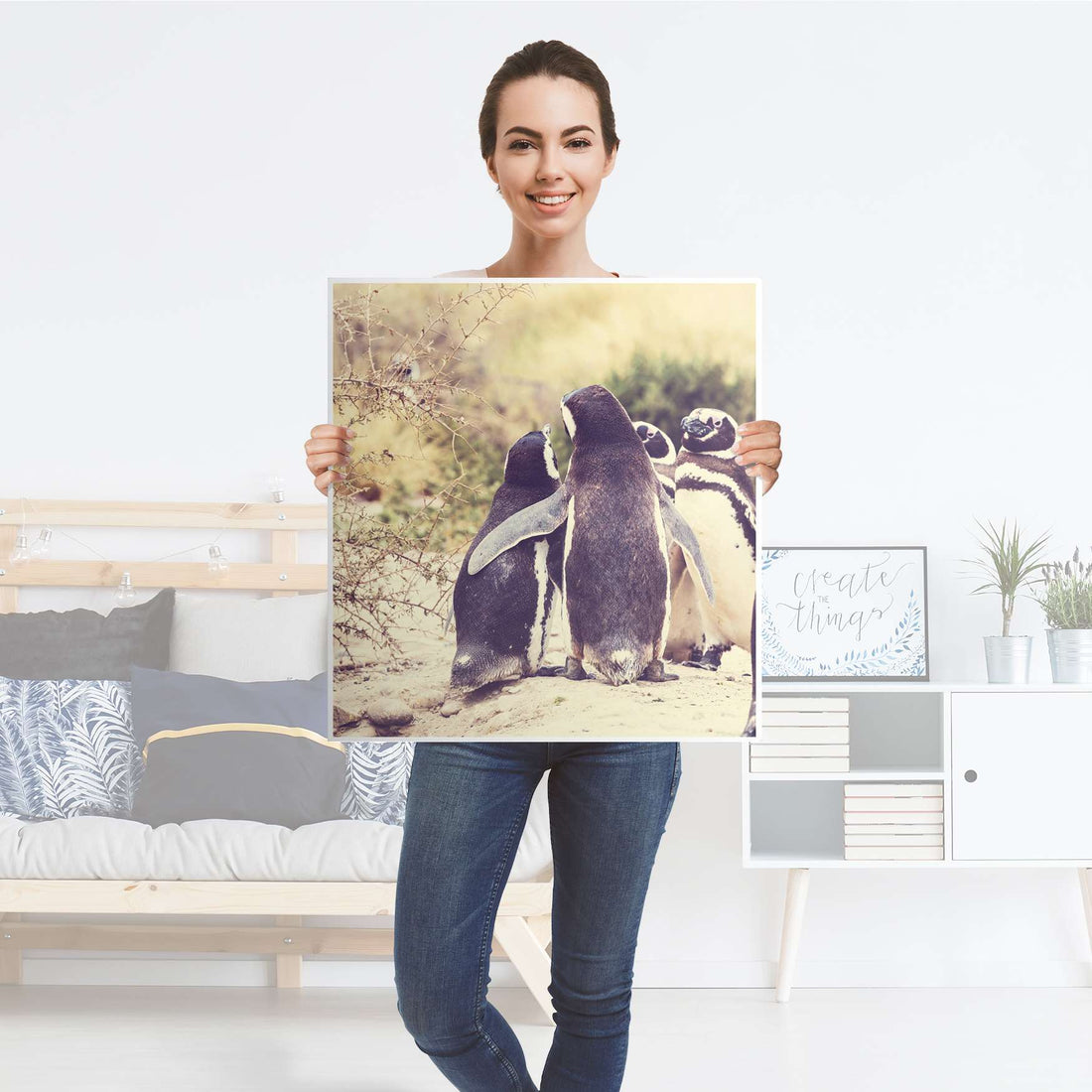 Klebefolie für Möbel Pingu Friendship - IKEA Besta Regal 1 Türe - Folie