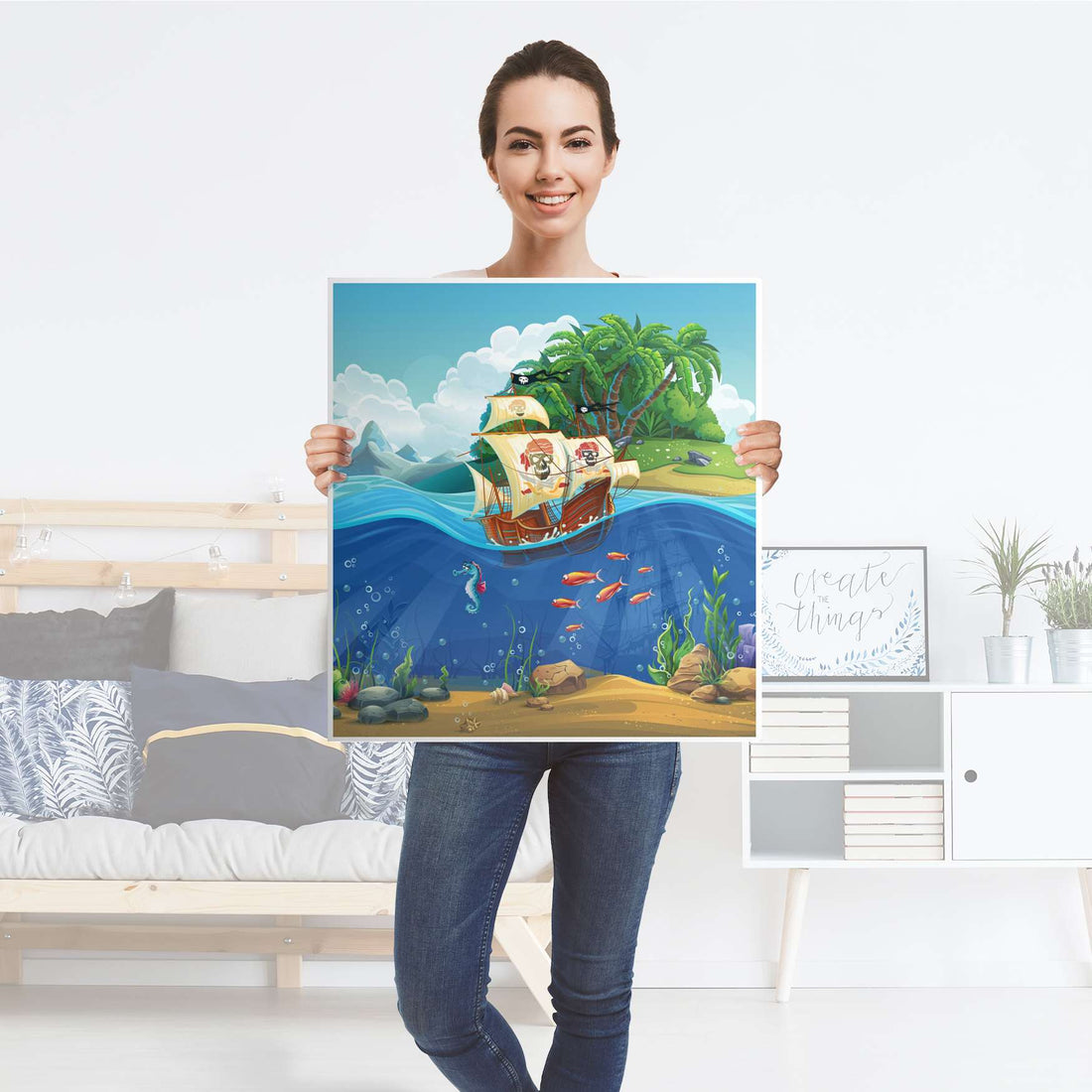 Klebefolie für Möbel Pirates - IKEA Besta Regal 1 Türe - Folie