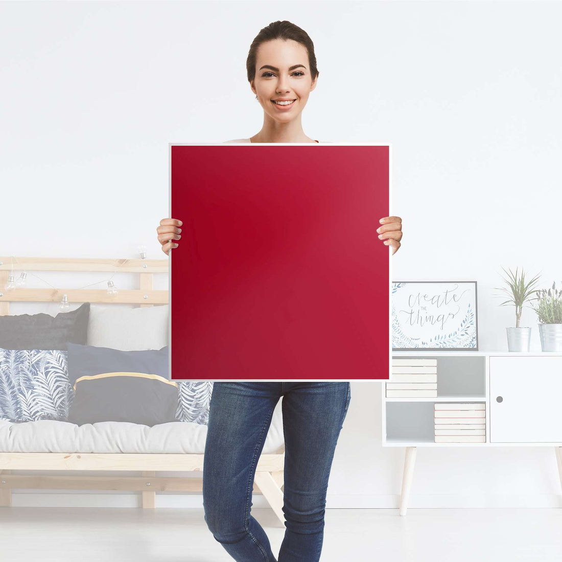 Klebefolie für Möbel Rot Dark - IKEA Besta Regal 1 Türe - Folie