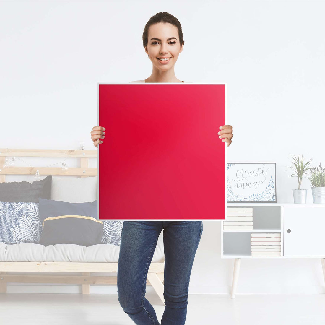 Klebefolie für Möbel Rot Light - IKEA Besta Regal 1 Türe - Folie
