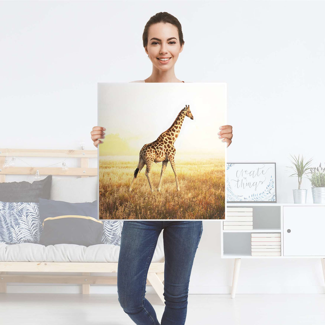 Klebefolie für Möbel Savanna Giraffe - IKEA Besta Regal 1 Türe - Folie