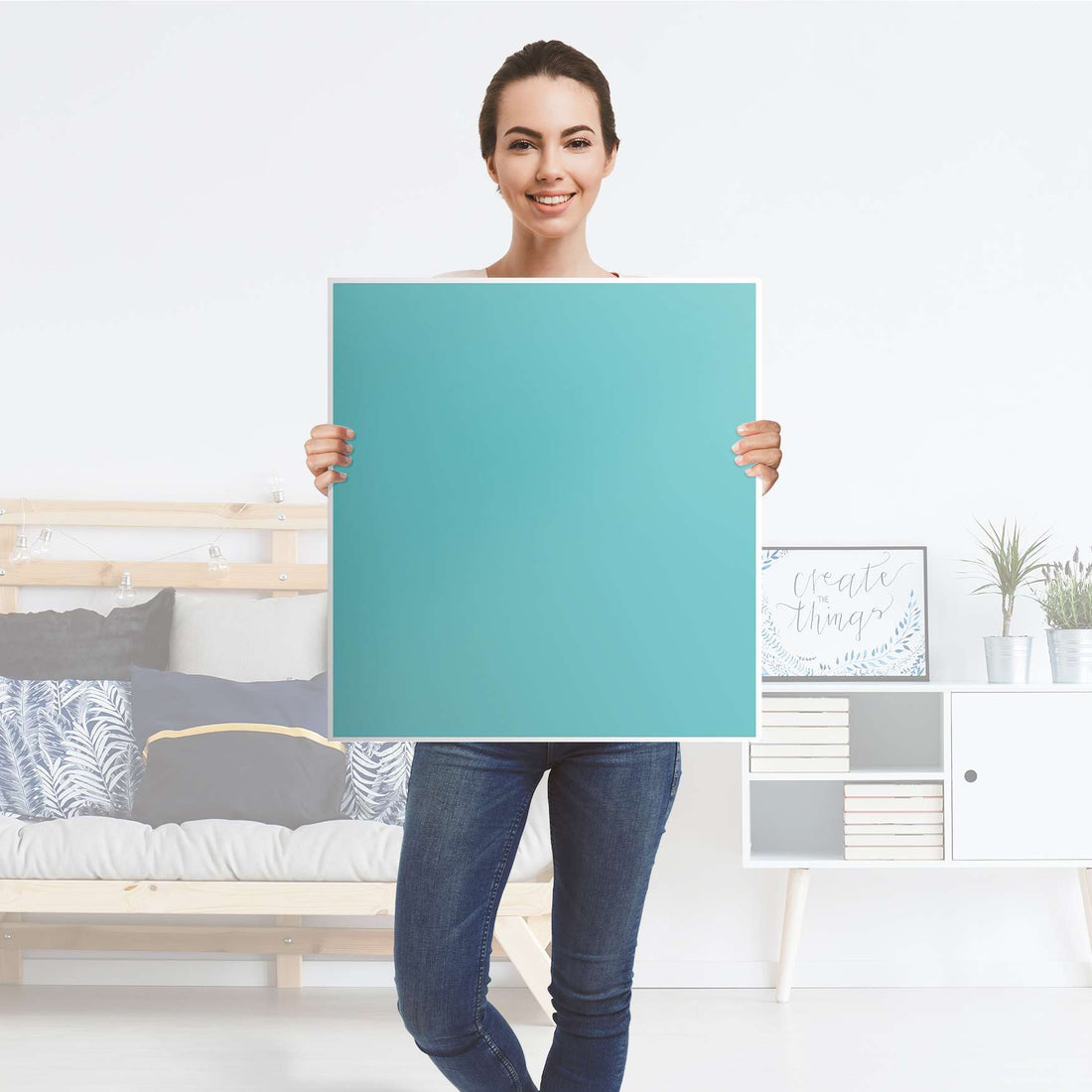 Klebefolie für Möbel Türkisgrün Light - IKEA Besta Regal 1 Türe - Folie