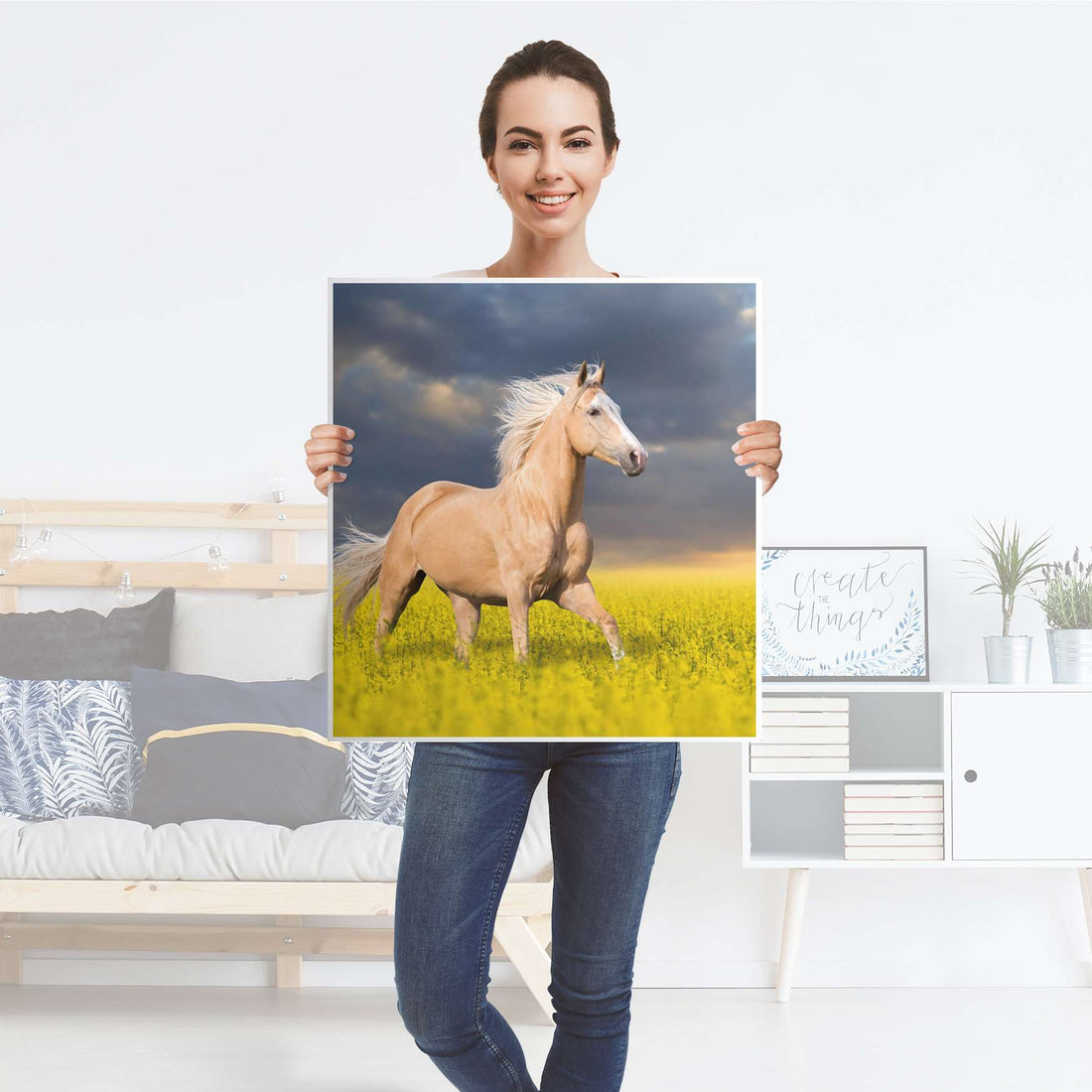 Klebefolie für Möbel Wildpferd - IKEA Besta Regal 1 Türe - Folie