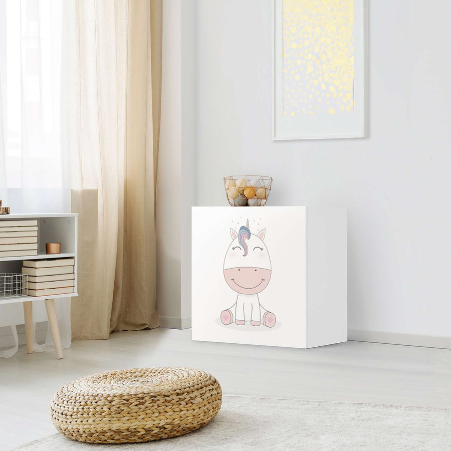 Klebefolie für Möbel Baby Unicorn - IKEA Besta Regal 1 Türe - Kinderzimmer