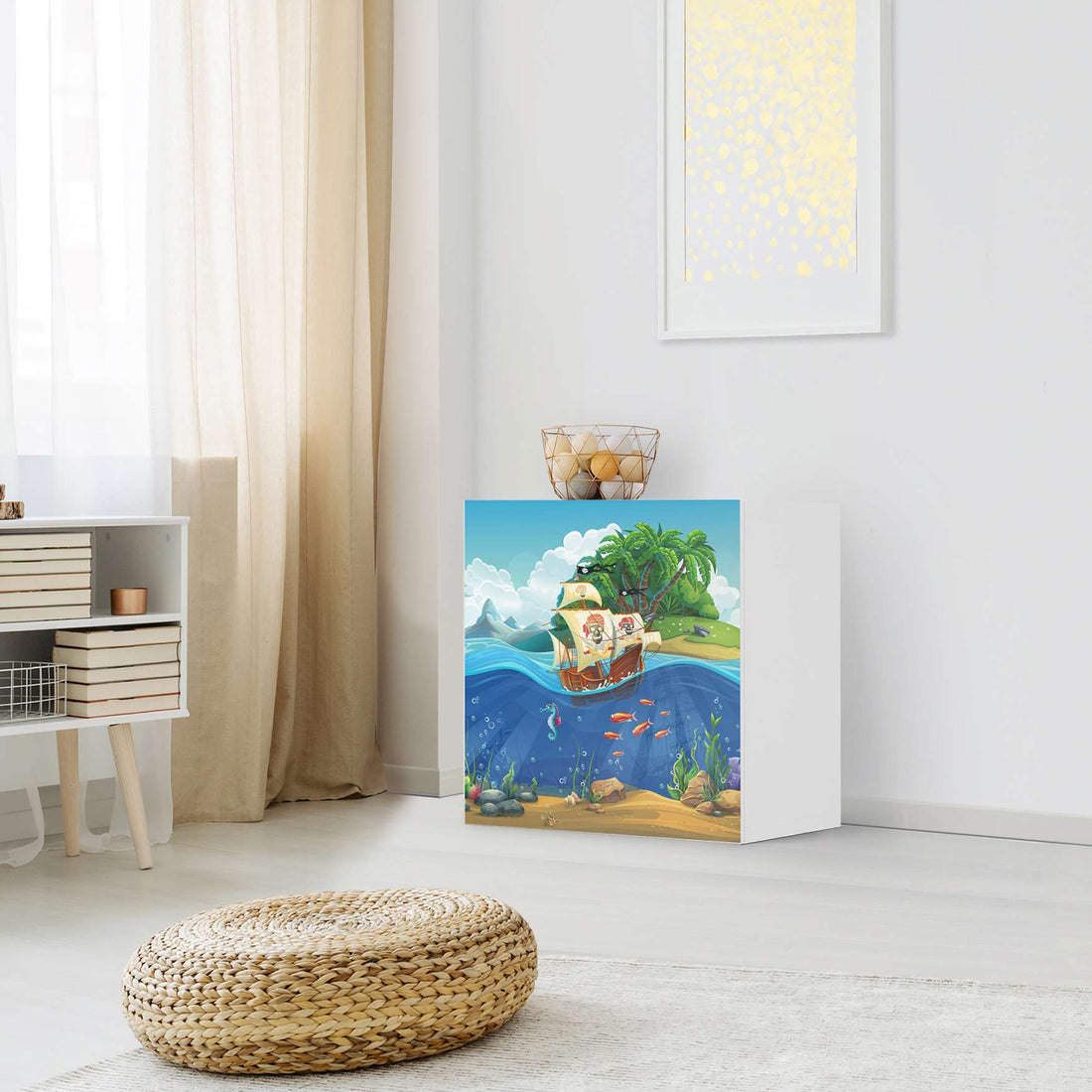 Klebefolie für Möbel Pirates - IKEA Besta Regal 1 Türe - Kinderzimmer