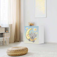 Klebefolie für Möbel Teddy und Mond - IKEA Besta Regal 1 Türe - Kinderzimmer