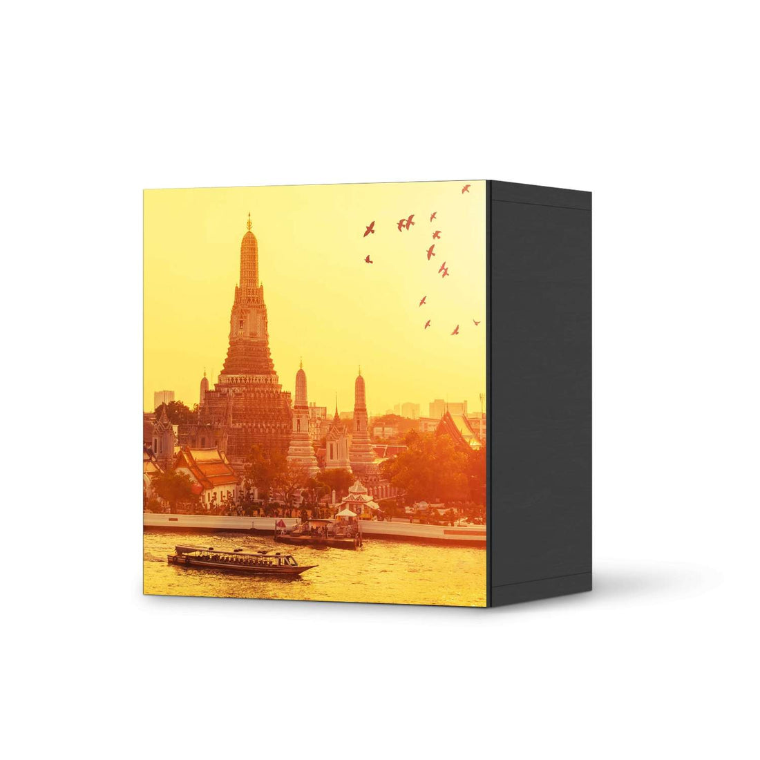 Klebefolie für Möbel Bangkok Sunset - IKEA Besta Regal 1 Türe - schwarz