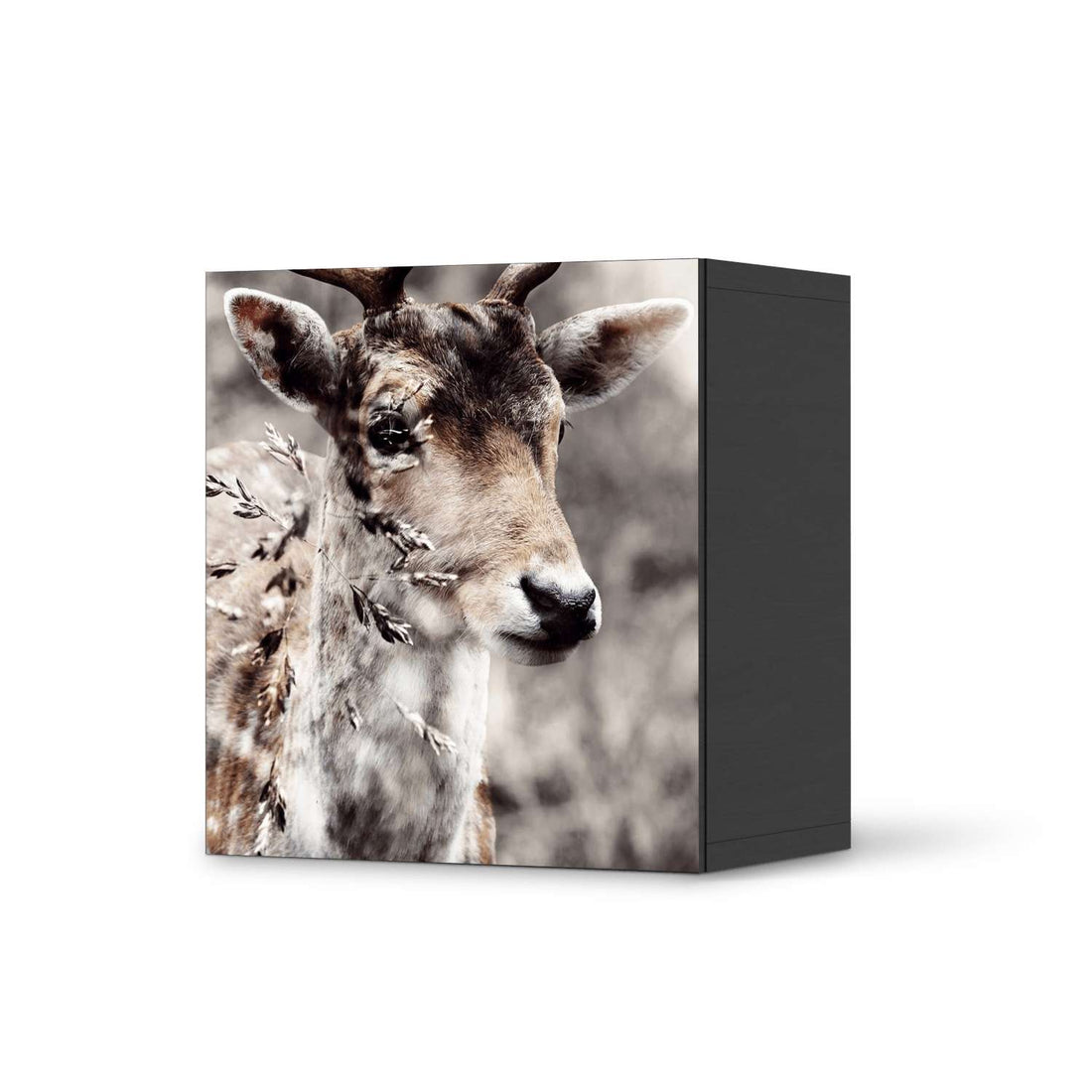 Klebefolie für Möbel Hirsch - IKEA Besta Regal 1 Türe - schwarz