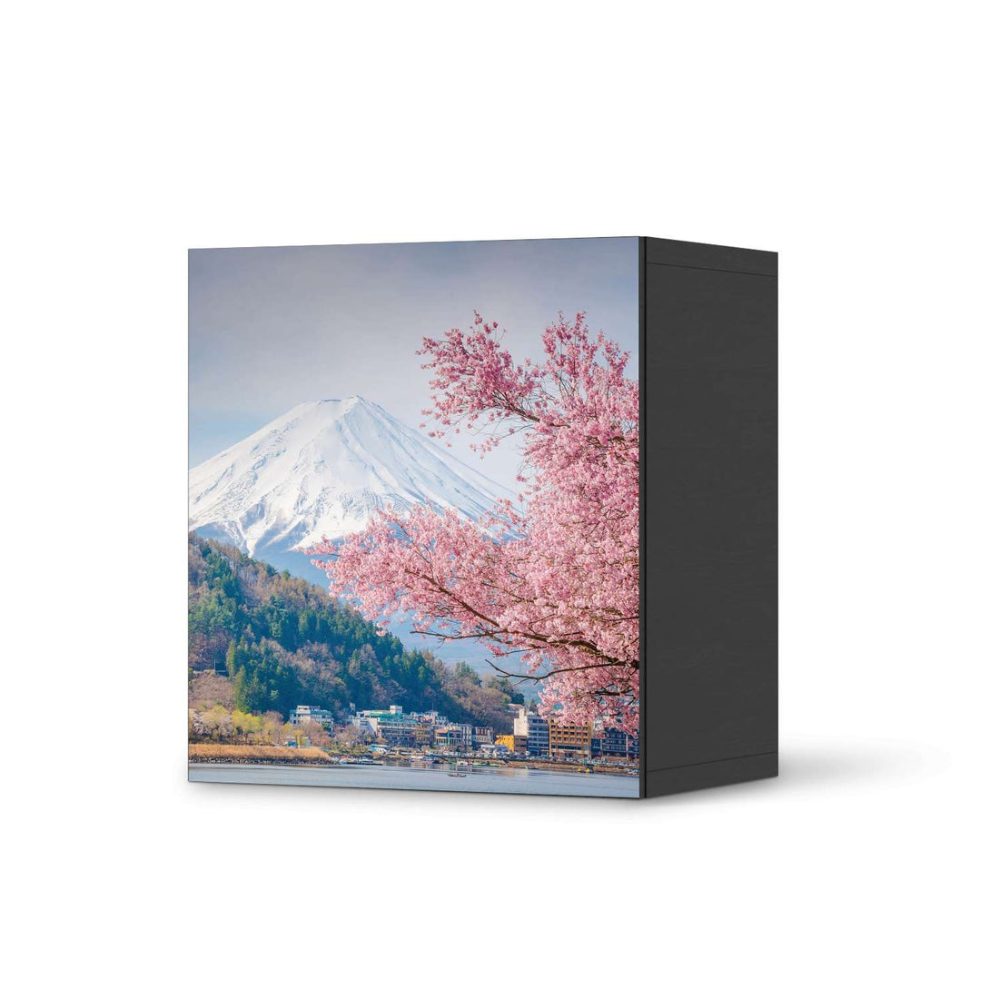 Klebefolie für Möbel Mount Fuji - IKEA Besta Regal 1 Türe - schwarz