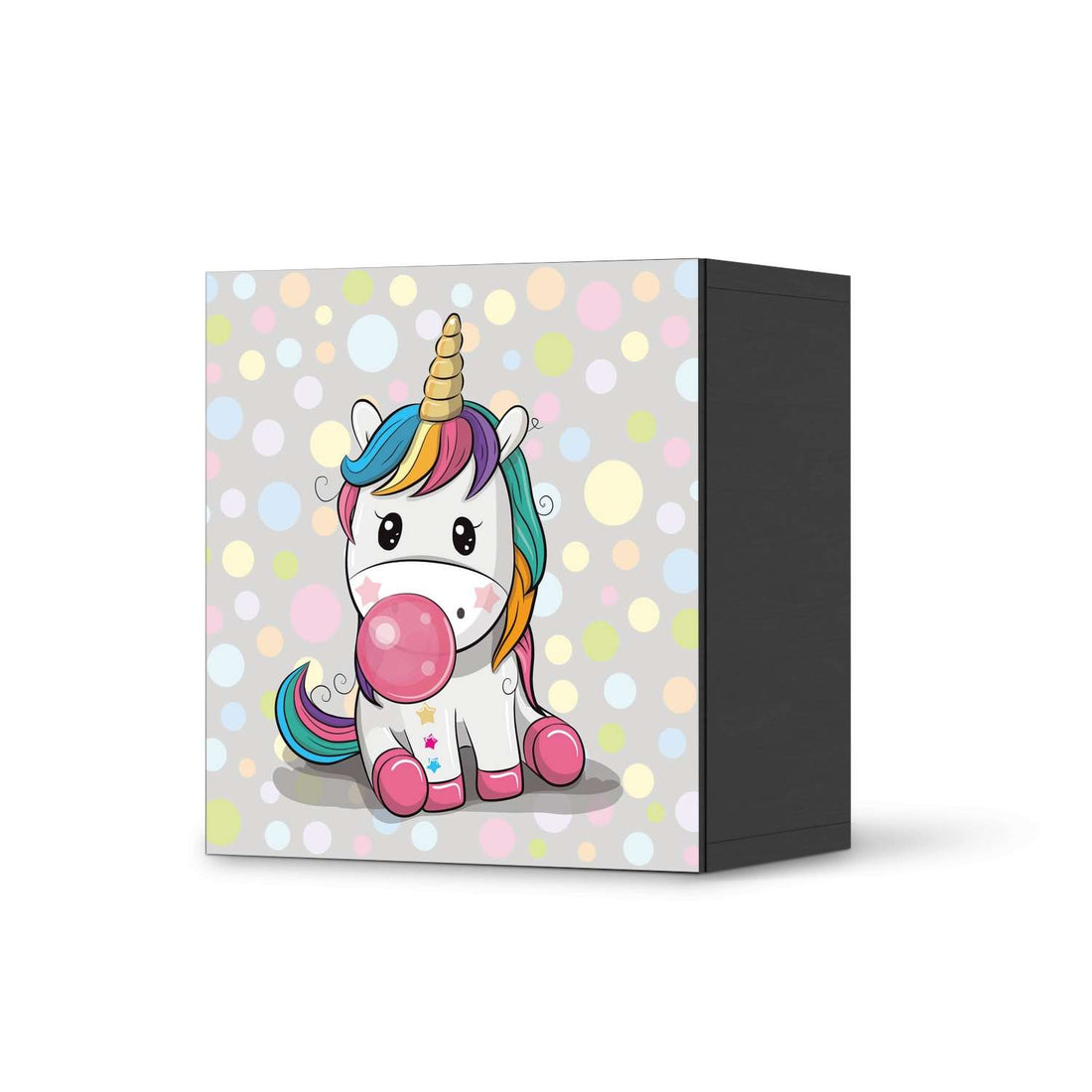 Klebefolie für Möbel Rainbow das Einhorn - IKEA Besta Regal 1 Türe - schwarz