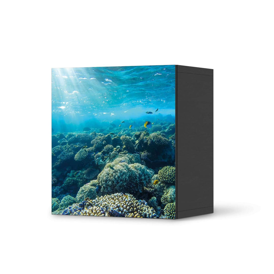 Klebefolie für Möbel Underwater World - IKEA Besta Regal 1 Türe - schwarz