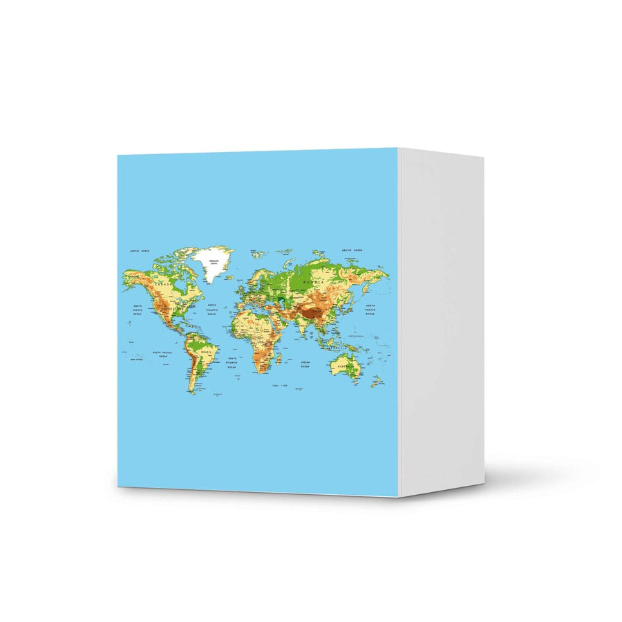 Klebefolie für Möbel Geografische Weltkarte - IKEA Besta Regal 1 Türe  - weiss