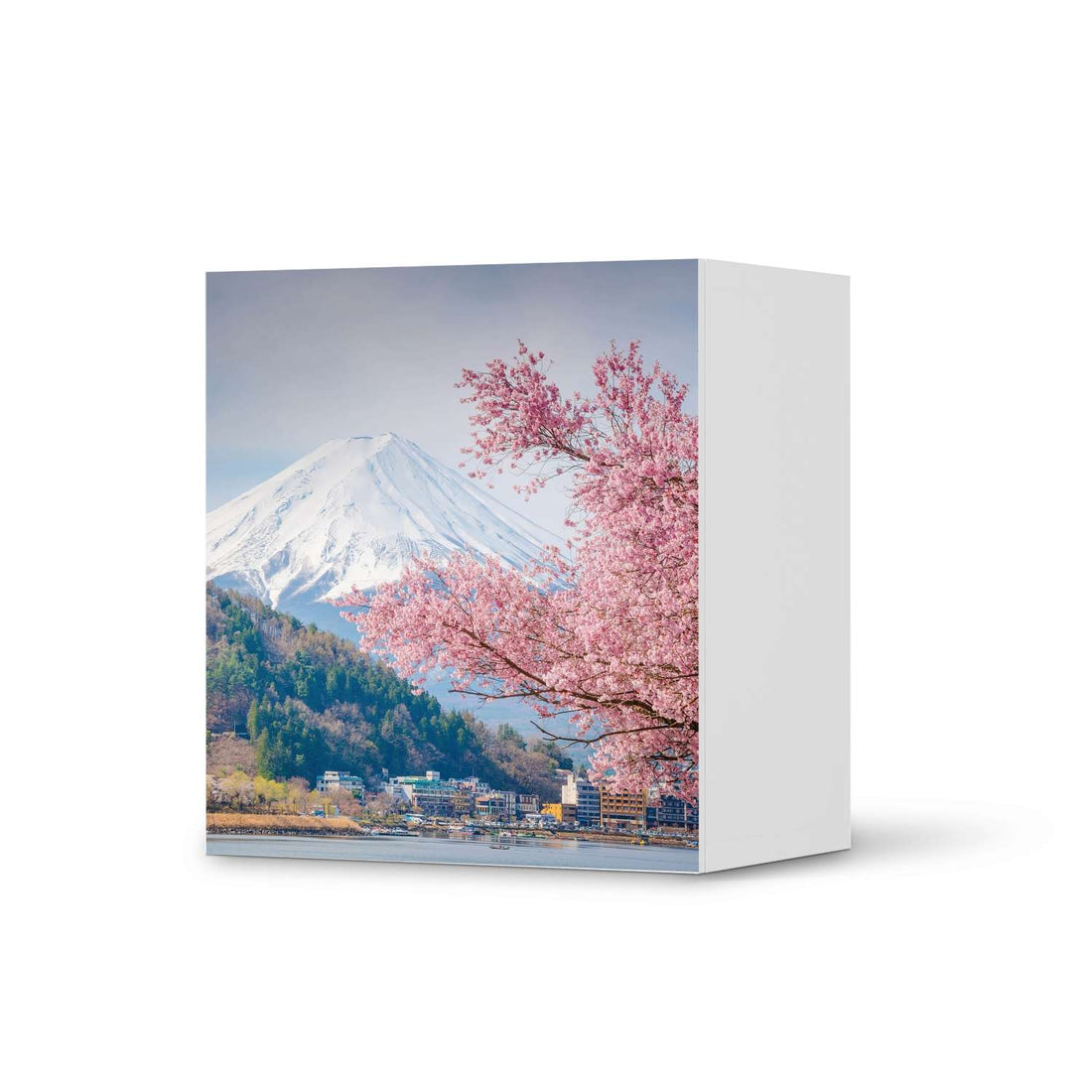 Klebefolie für Möbel Mount Fuji - IKEA Besta Regal 1 Türe  - weiss