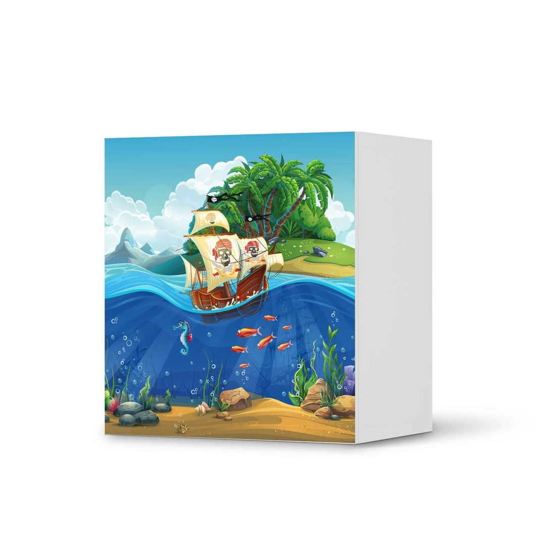 Klebefolie für Möbel Pirates - IKEA Besta Regal 1 Türe  - weiss