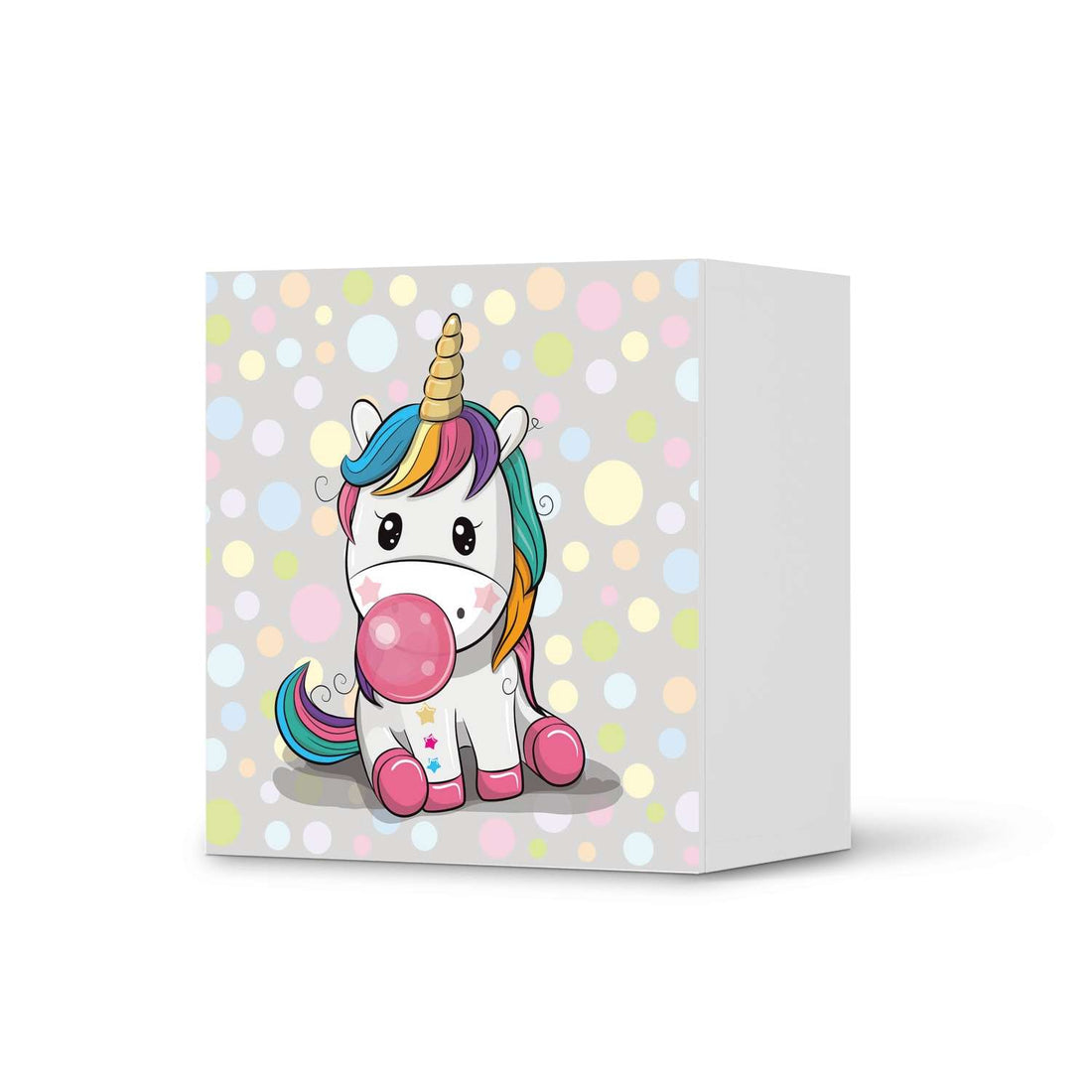 Klebefolie für Möbel Rainbow das Einhorn - IKEA Besta Regal 1 Türe  - weiss