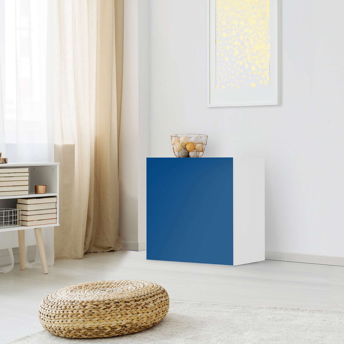 Klebefolie für Möbel Blau Dark - IKEA Besta Regal 1 Türe - Wohnzimmer