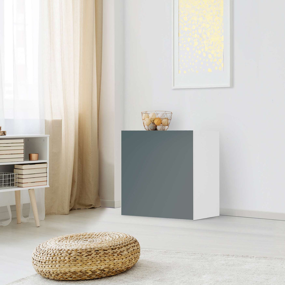 Klebefolie für Möbel Blaugrau Light - IKEA Besta Regal 1 Türe - Wohnzimmer