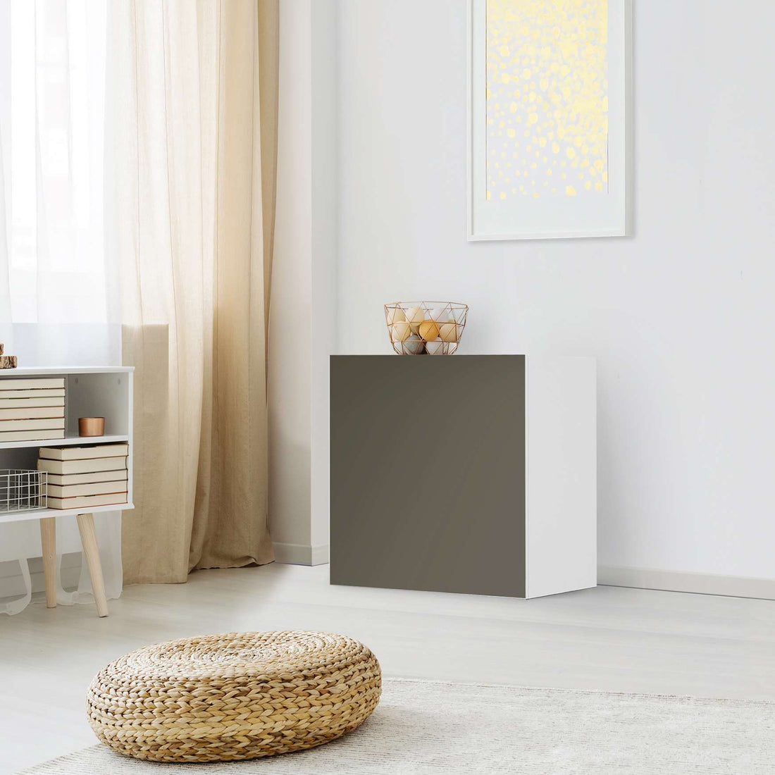 Klebefolie für Möbel Braungrau Dark - IKEA Besta Regal 1 Türe - Wohnzimmer