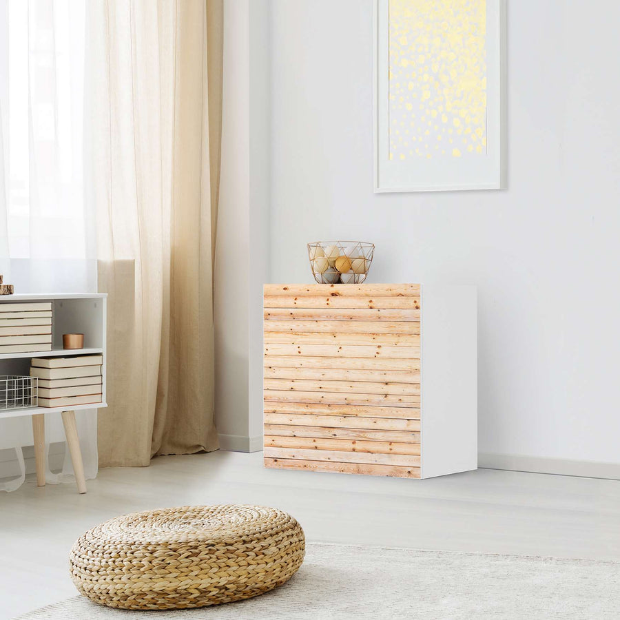 Klebefolie für Möbel Bright Planks - IKEA Besta Regal 1 Türe - Wohnzimmer