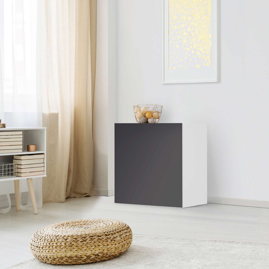 Klebefolie für Möbel Grau Dark - IKEA Besta Regal 1 Türe - Wohnzimmer