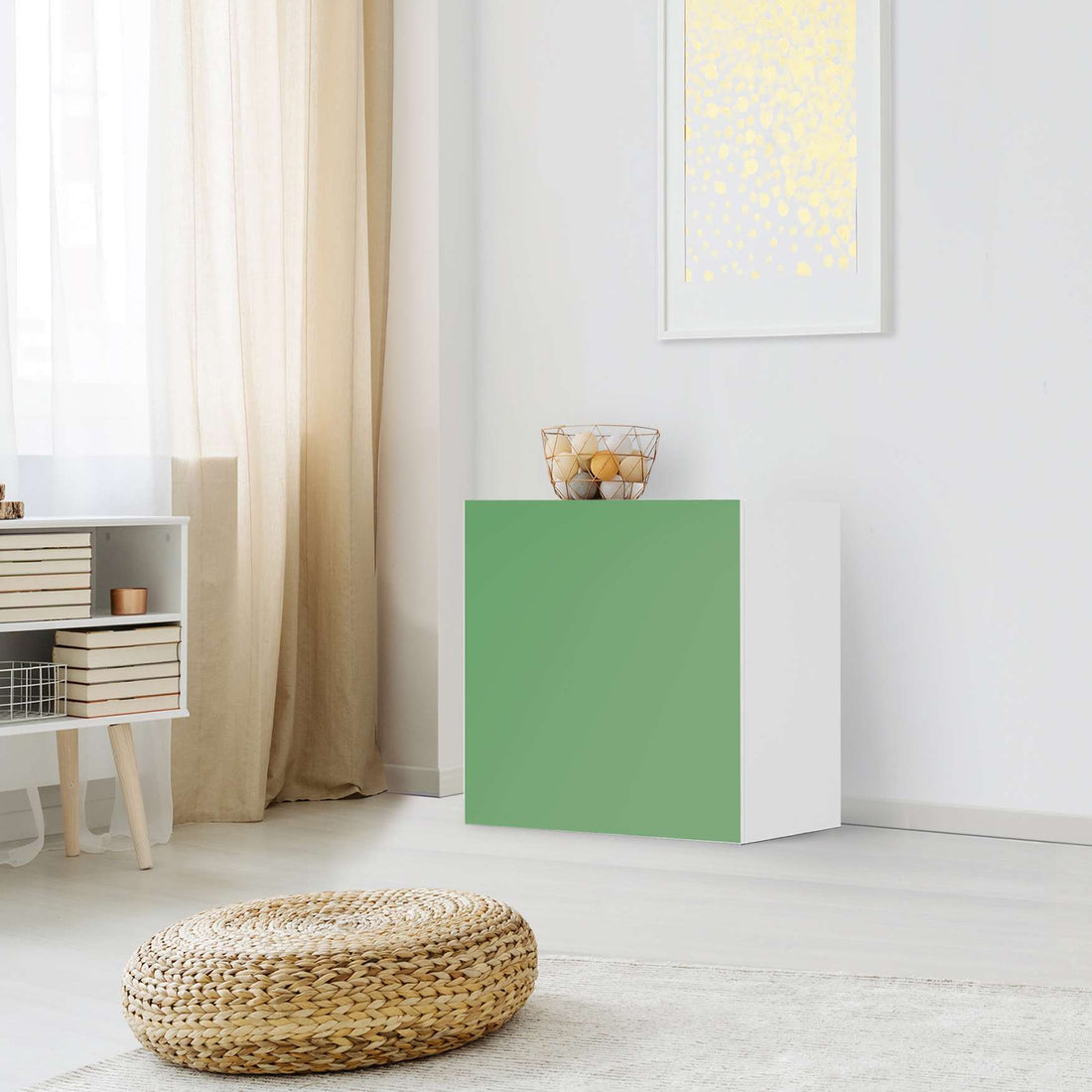 Klebefolie für Möbel Grün Light - IKEA Besta Regal 1 Türe - Wohnzimmer