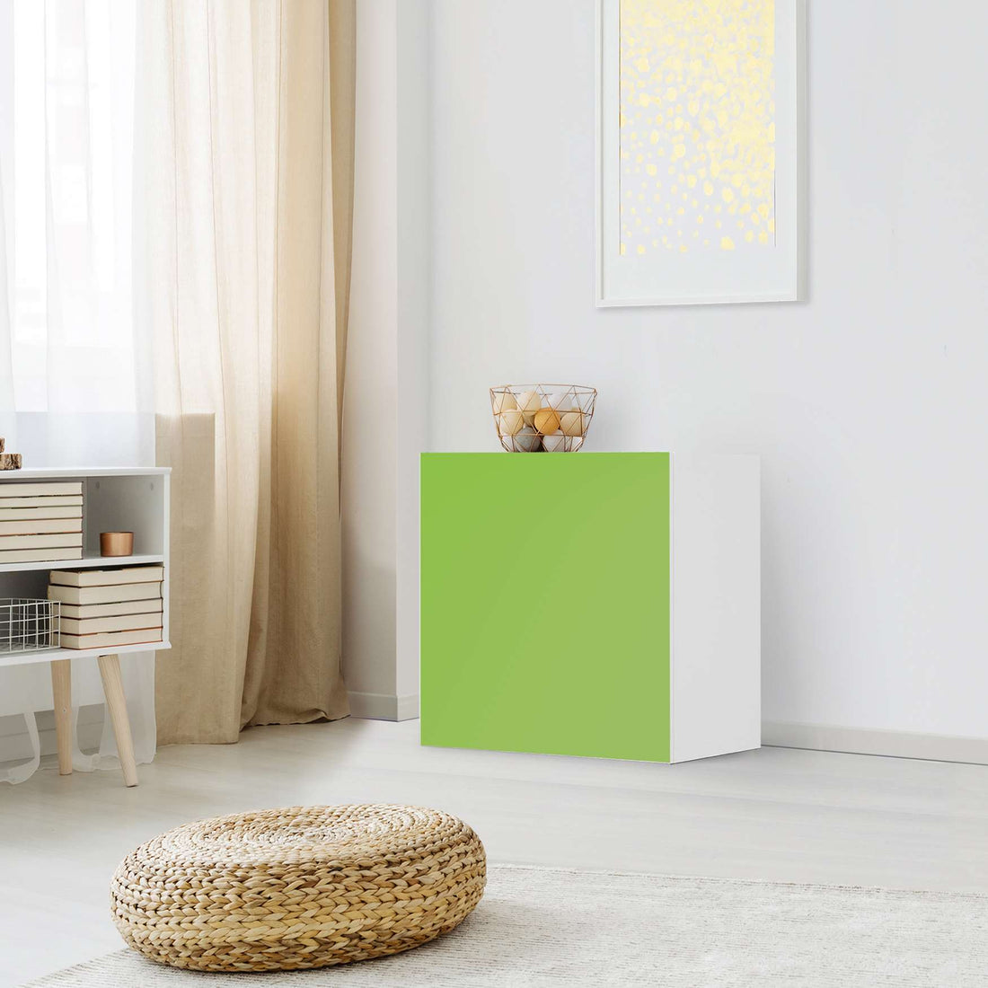 Klebefolie für Möbel Hellgrün Dark - IKEA Besta Regal 1 Türe - Wohnzimmer
