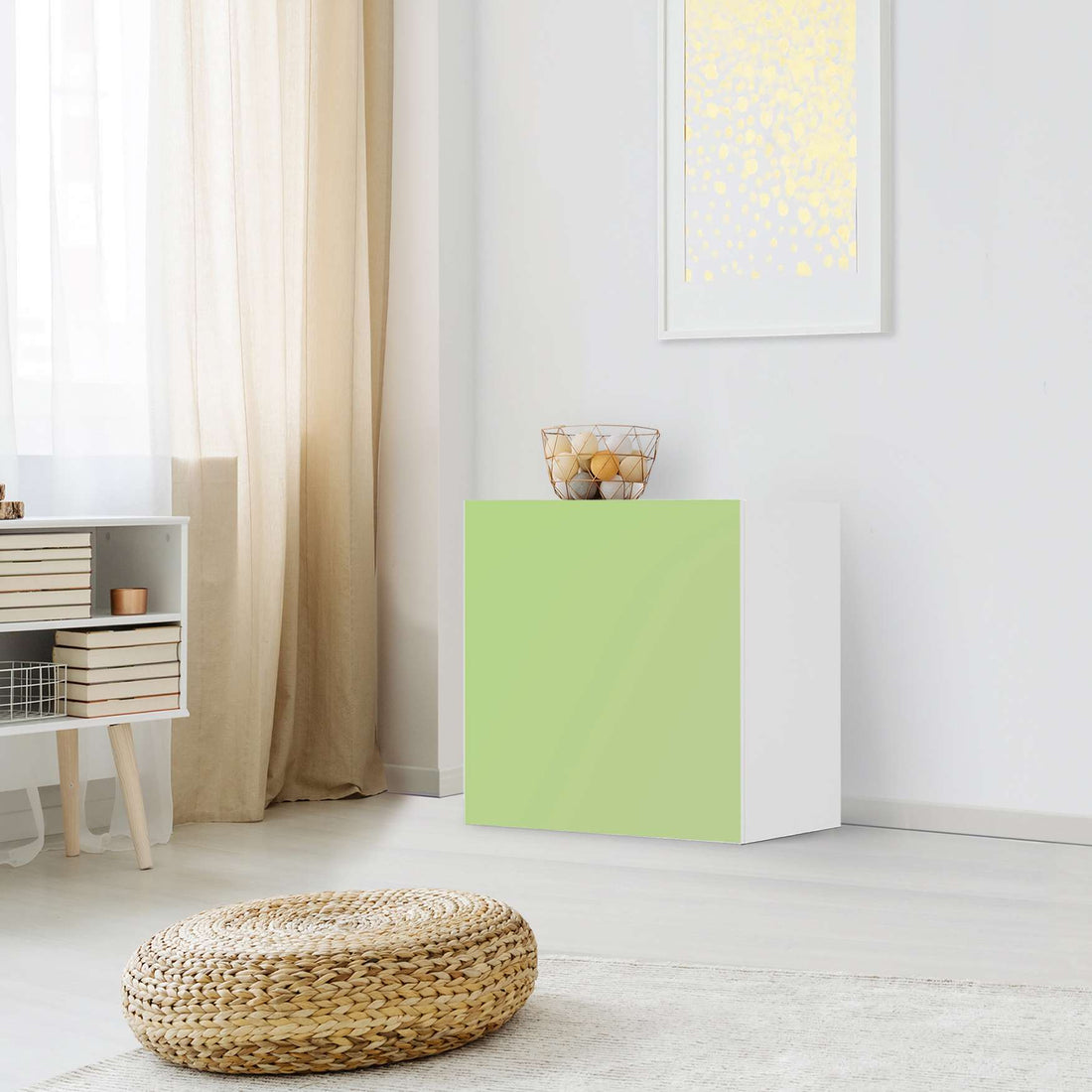Klebefolie für Möbel Hellgrün Light - IKEA Besta Regal 1 Türe - Wohnzimmer