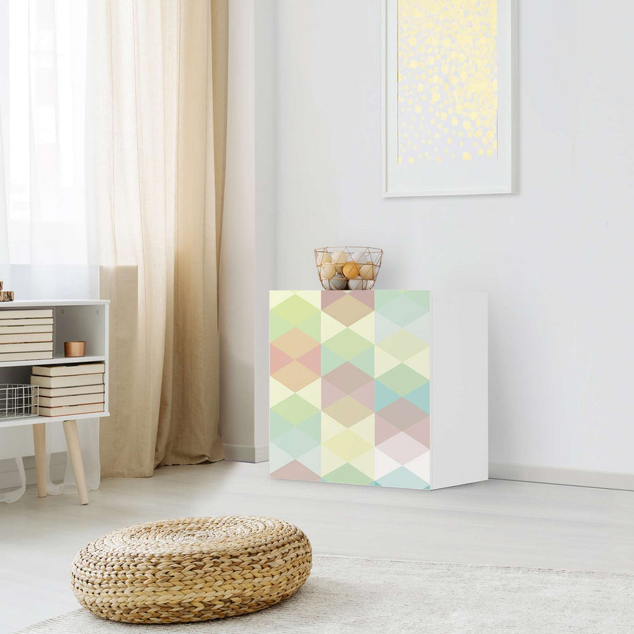 Klebefolie für Möbel Melitta Pastell Geometrie - IKEA Besta Regal 1 Türe - Wohnzimmer