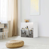 Klebefolie für Möbel Penguin Family - IKEA Besta Regal 1 Türe - Wohnzimmer