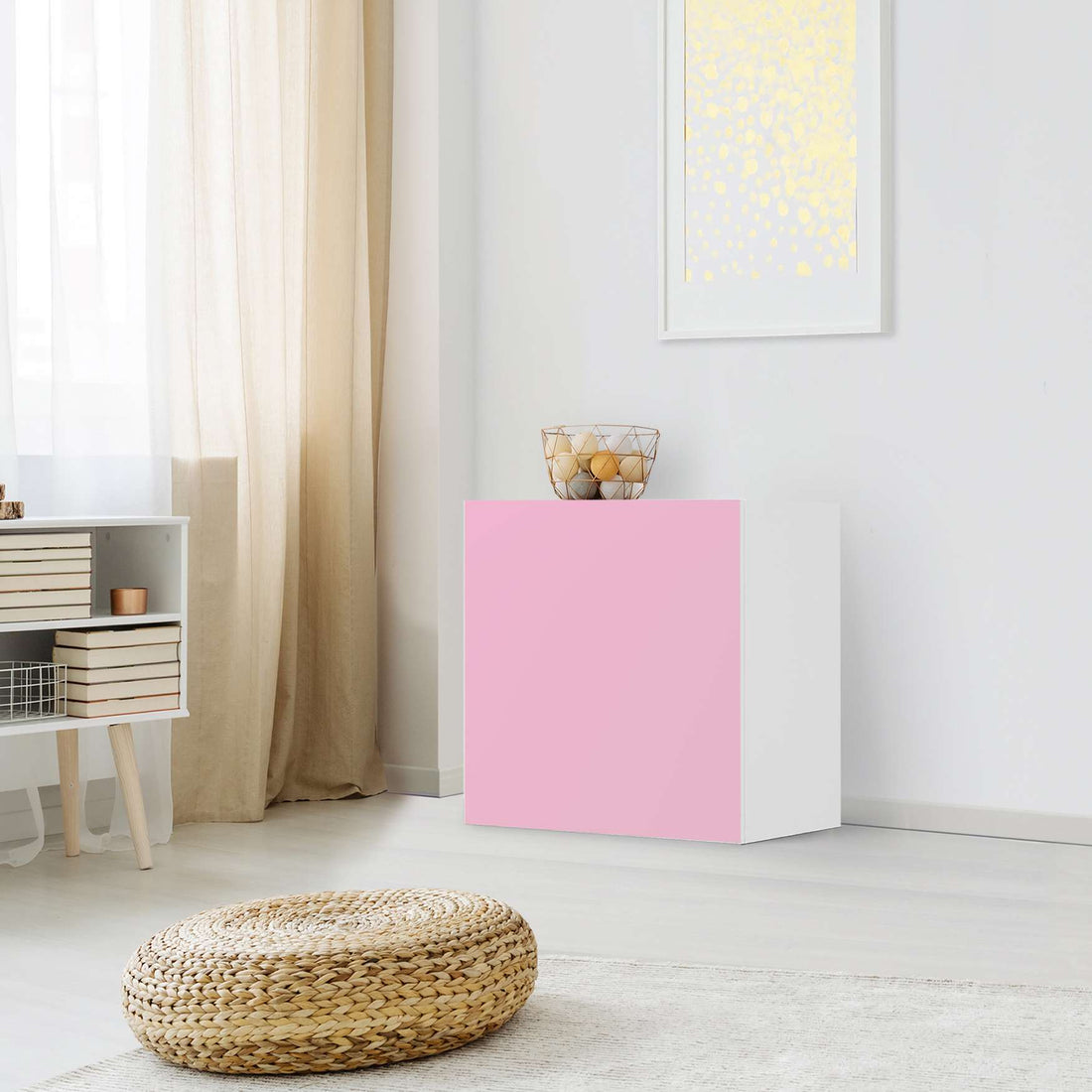 Klebefolie für Möbel Pink Light - IKEA Besta Regal 1 Türe - Wohnzimmer