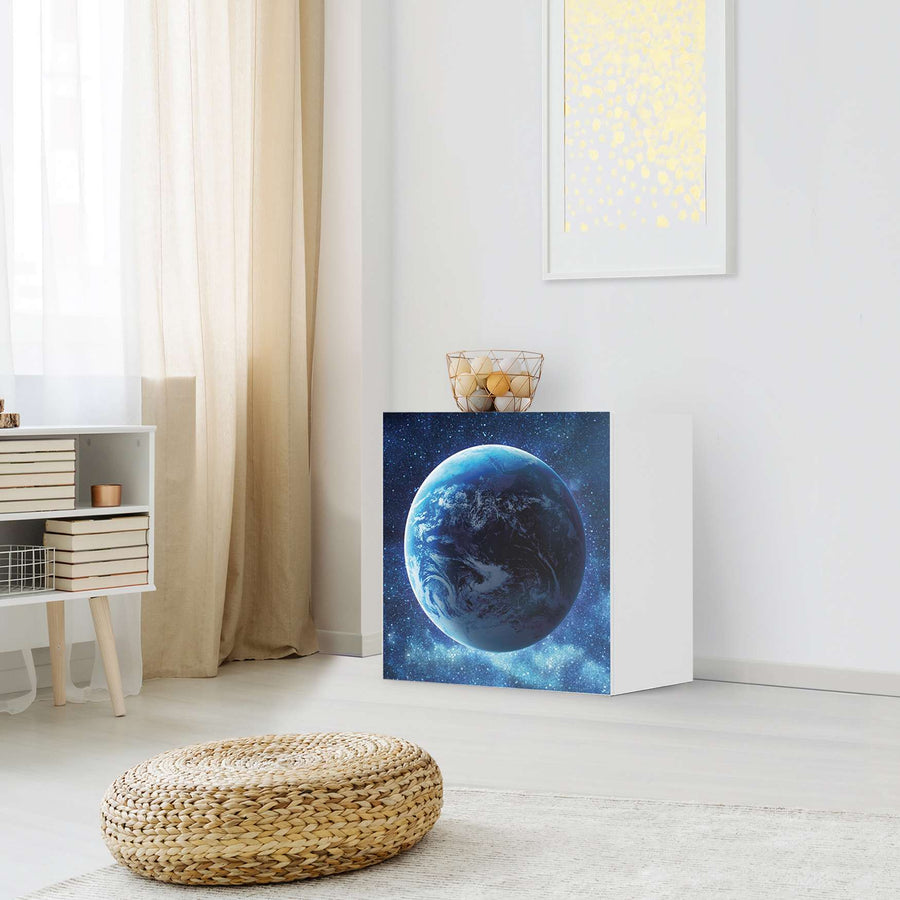 Klebefolie für Möbel Planet Blue - IKEA Besta Regal 1 Türe - Wohnzimmer