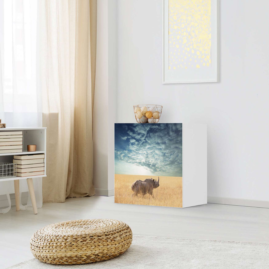 Klebefolie für Möbel Rhino - IKEA Besta Regal 1 Türe - Wohnzimmer