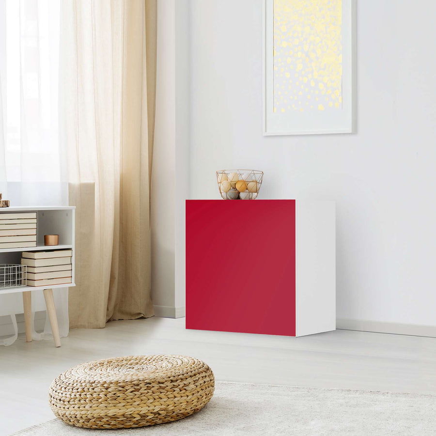 Klebefolie für Möbel Rot Dark - IKEA Besta Regal 1 Türe - Wohnzimmer