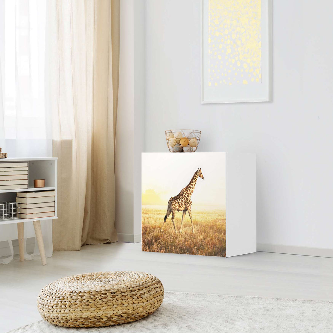 Klebefolie für Möbel Savanna Giraffe - IKEA Besta Regal 1 Türe - Wohnzimmer