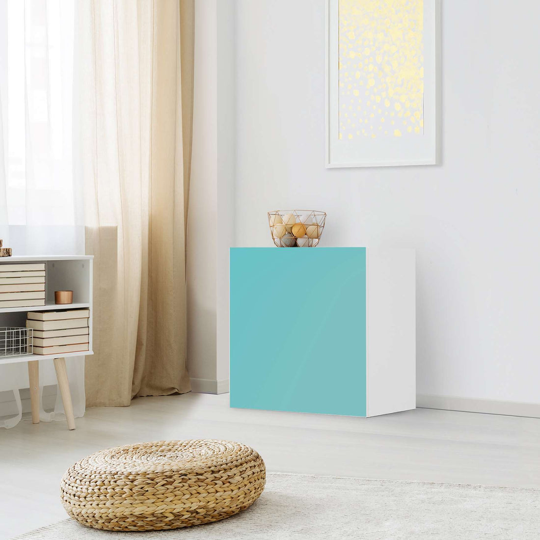 Klebefolie für Möbel Türkisgrün Light - IKEA Besta Regal 1 Türe - Wohnzimmer
