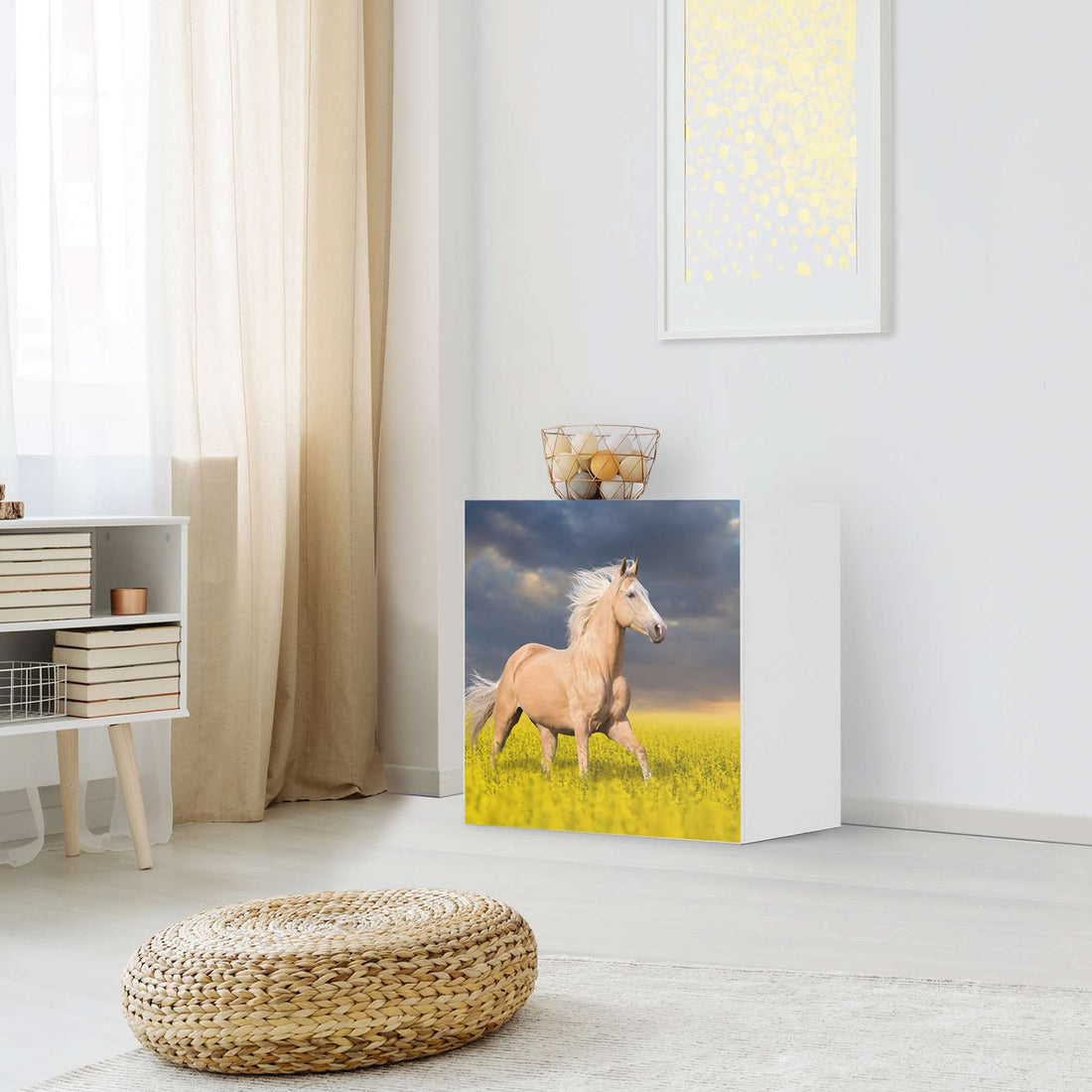 Klebefolie für Möbel Wildpferd - IKEA Besta Regal 1 Türe - Wohnzimmer