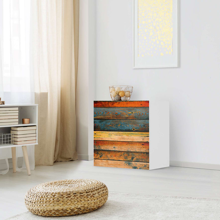 Klebefolie für Möbel Wooden - IKEA Besta Regal 1 Türe - Wohnzimmer