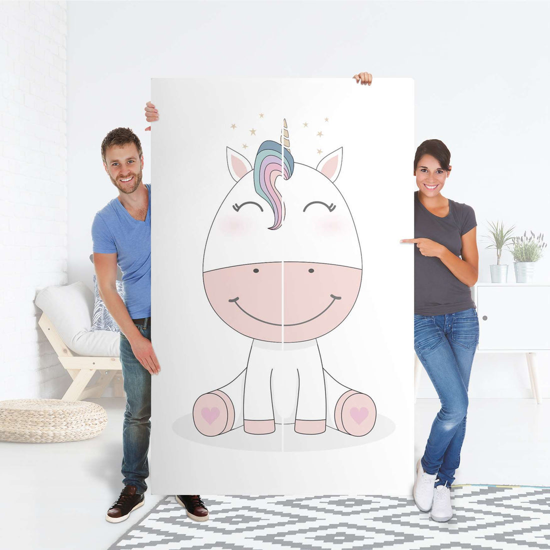 Klebefolie für Möbel Baby Unicorn - IKEA Besta Schrank Hoch 2 Türen - Folie